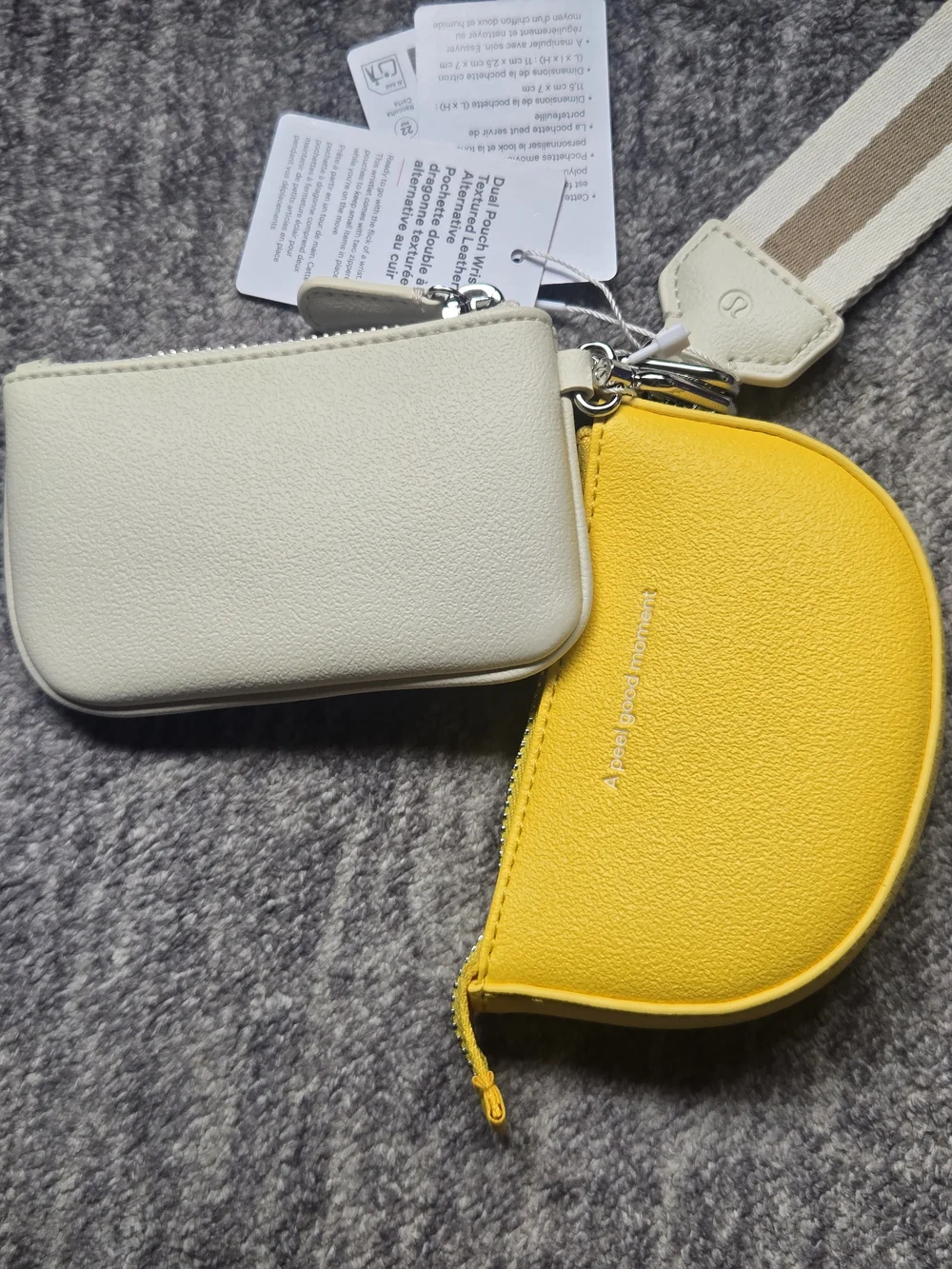 lululemon athletica Yellow Citrus Coin Pouch Keychain with Cream Card Holder